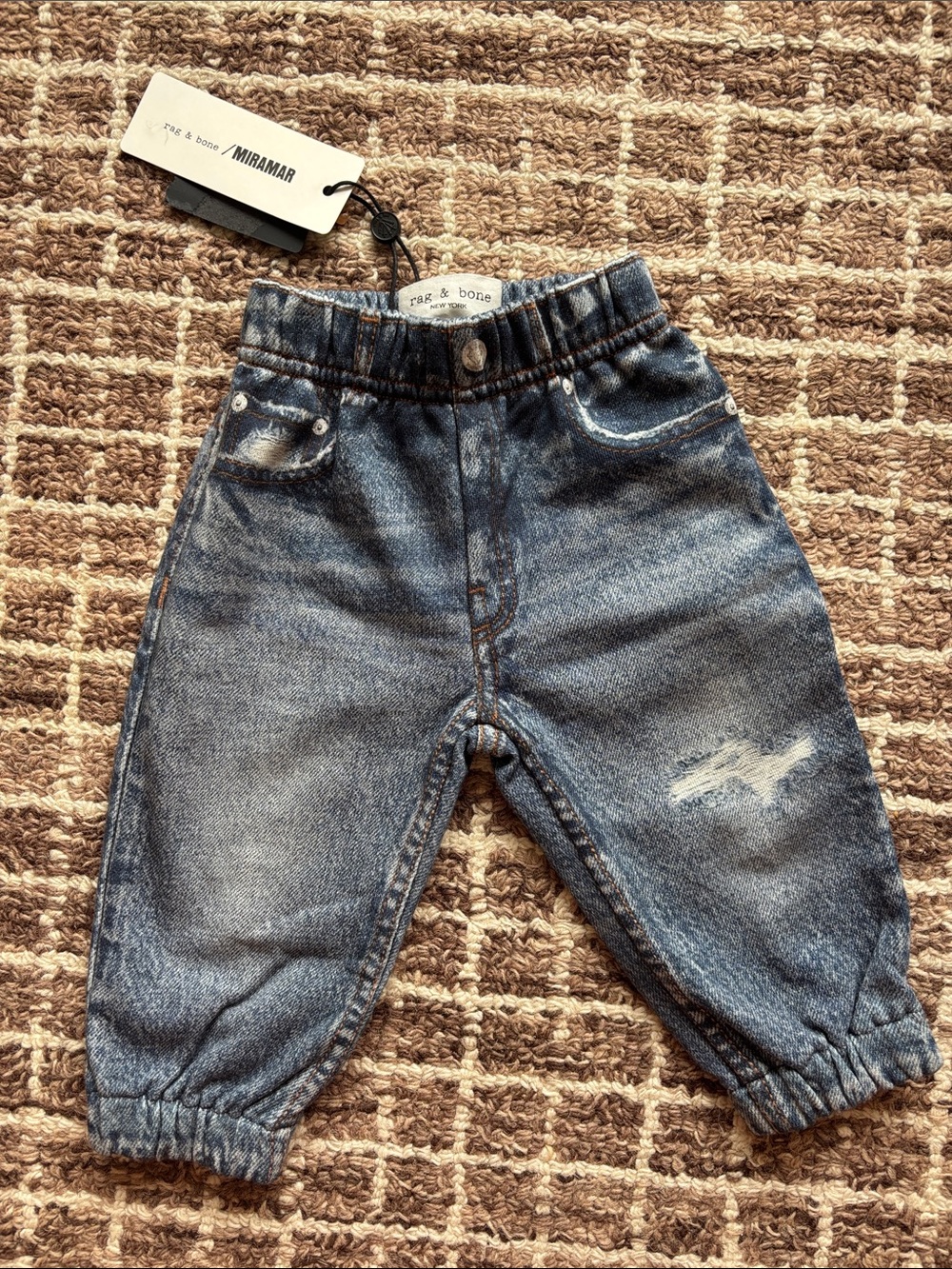rag & bone Kids Distressed Dark Blue Denim Joggers